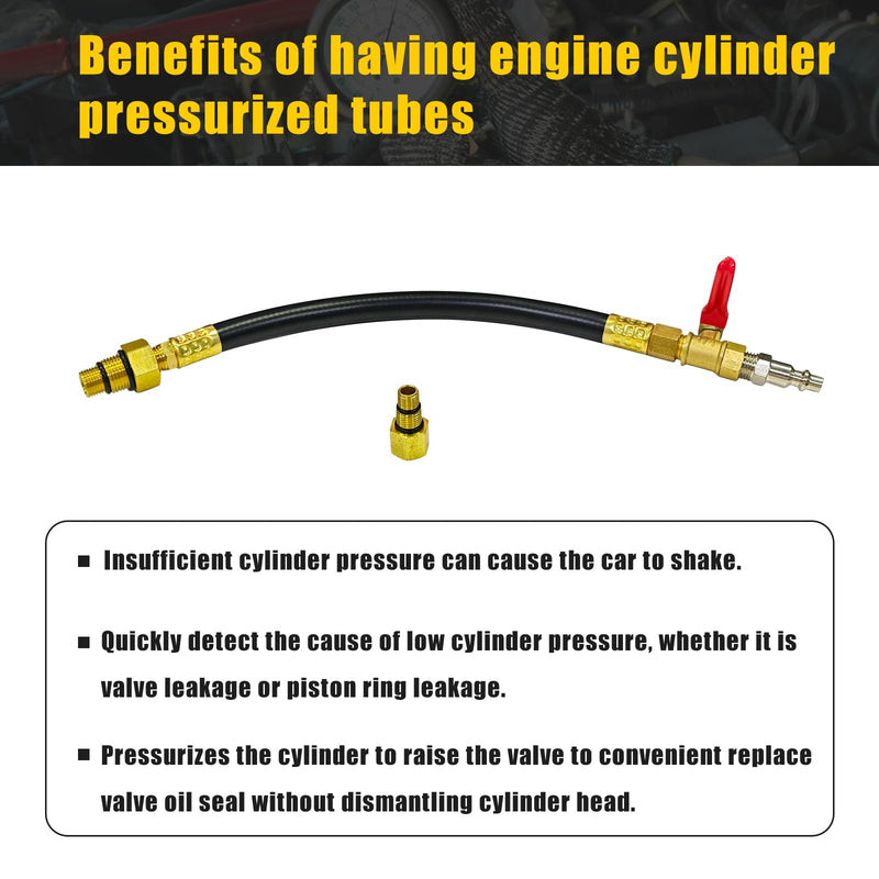 3mirrors Engine Air Valve Holder Pressure Pipe M10 M12 M14 M18 Thread to 1/4 NPT w/Ball Valve, Cylinder Leakage Testing Tool for Most LS Engine Compatible with Mustang Ford GM