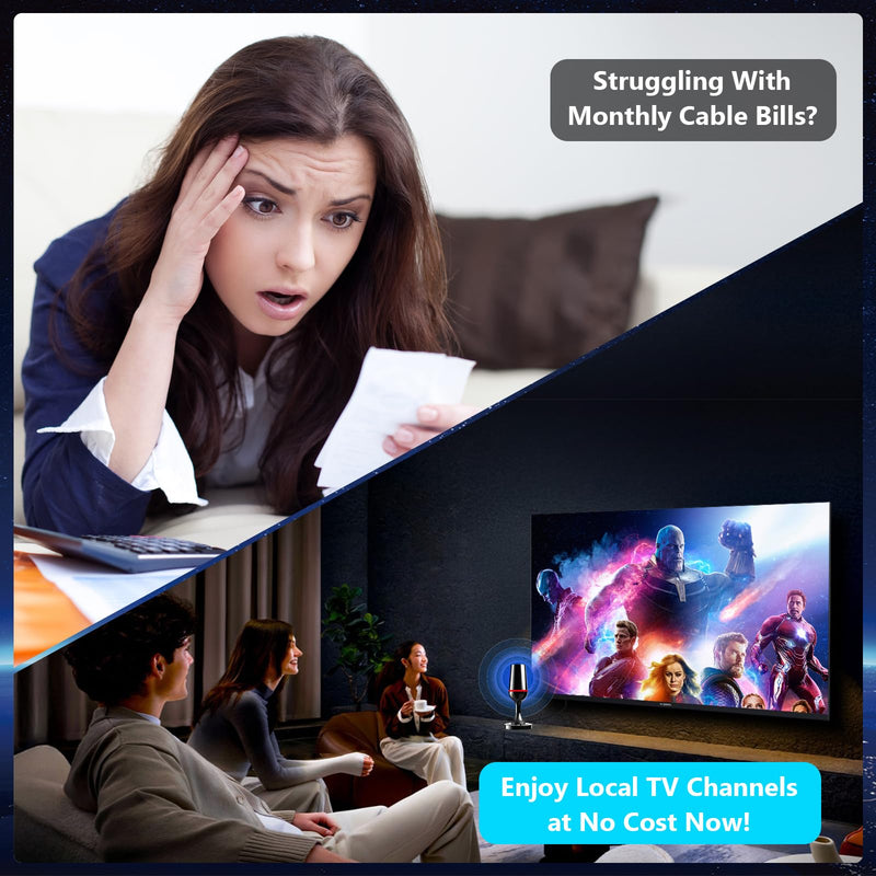 Indoor TV Antenna for Smart TV, Local Channels with Strong Magnetic Base, 360° Long Range Reception, 10ft Coax Cable, Supports 4K 1080P Red