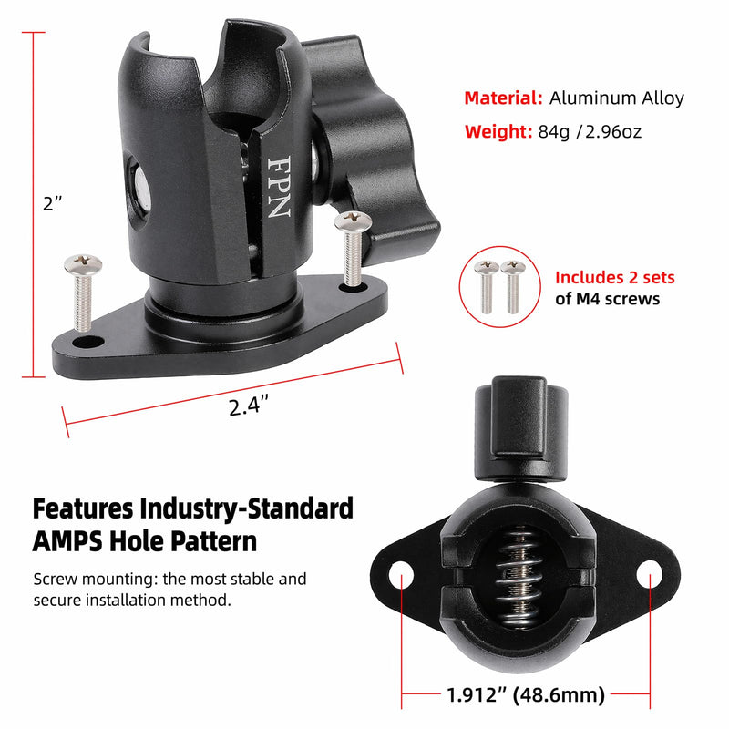 All-Metal Single Socket Arm with Diamond Plate Base for RAM B Size Mounts | AMPS Mounting Base, Fits 1" Ball Phone Holder/GPS Mount, 360° Rotation