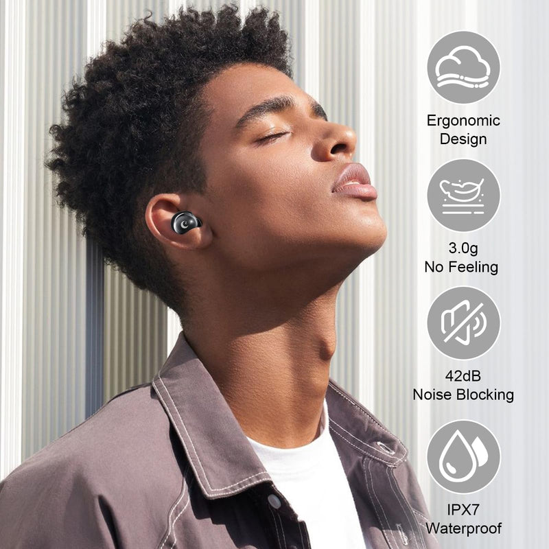 2026 Sleep Earbuds Bluetooth 5.4 in Ear Smart Touch Screen Ear Buds, 48H Playtime Mini Sleep Headphones Small Design for Side Sleepers, 5 EQ Modes, Crystal-Clear Calls, IPX7 Waterproof Earphones Black Carbon black