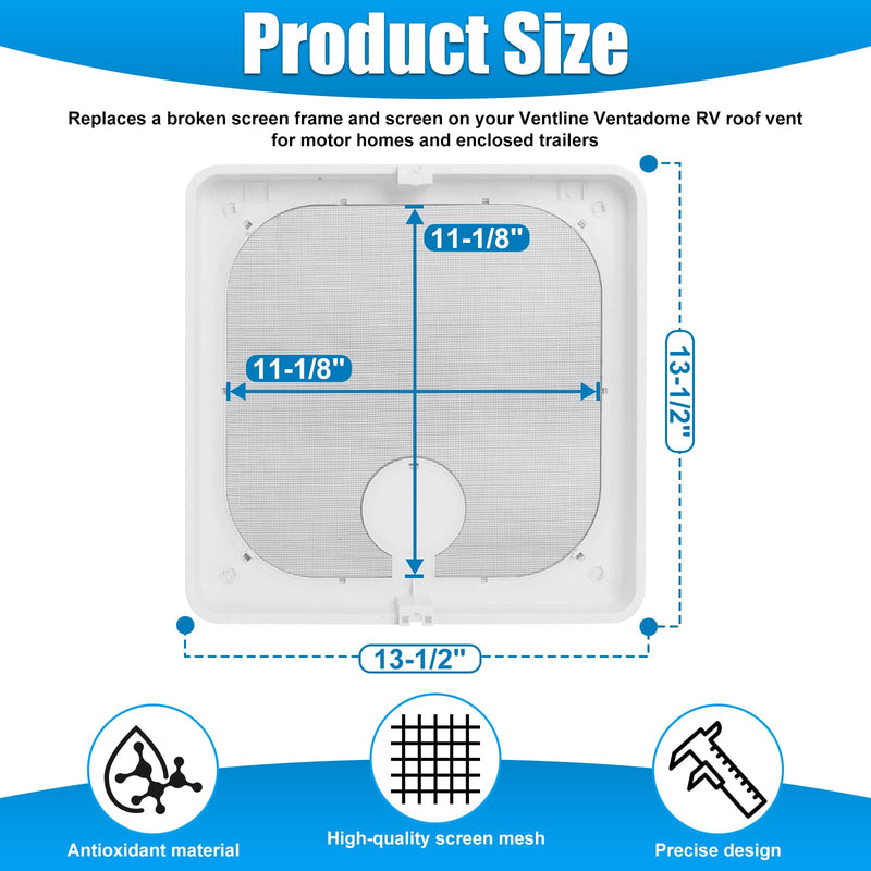 Frame with Removable Screen Compatible with Ventline Ventadome Roof Vent V2092,V2094, V2110,V2119,V2310,V2392 13.5"X13.5" Birch White