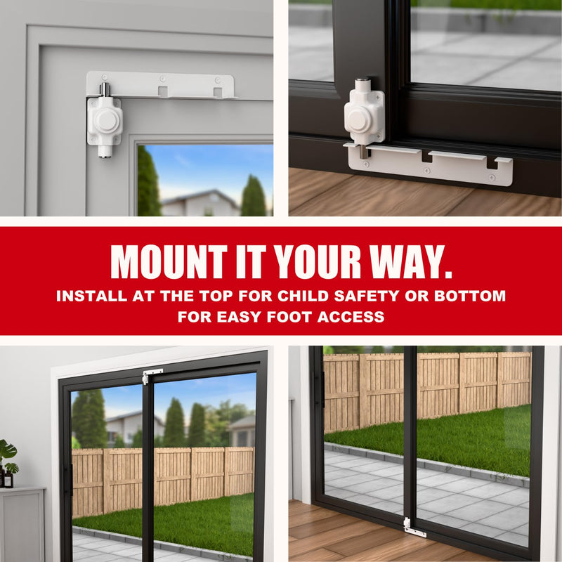 Securityman Sliding Door Lock | Sliding Glass Door Lock for Child Safety, Pet, Patio, & Adjustable Ventilation with Button Actuation, Metal Shaft
