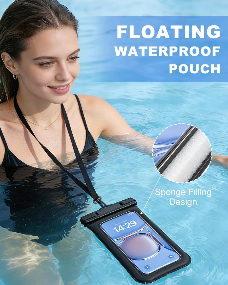 Floating Waterproof Phone Pouch 2 Pack, IP68 Dry Bag Up to 7.0" | Waterproof Phone Case fits All Smartphones, Floats in Water, Clear Underwater Shots for Beach Snorkel Cruise Kayak 7.0 inch