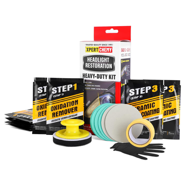 Headlight Restoration Kit-Headlight Cleaner Removing The Heavy-Duty Yellowing, Clouding and Stains, Even Buffs Out Unsightly Hairline Scratches,No Power Tools Needed