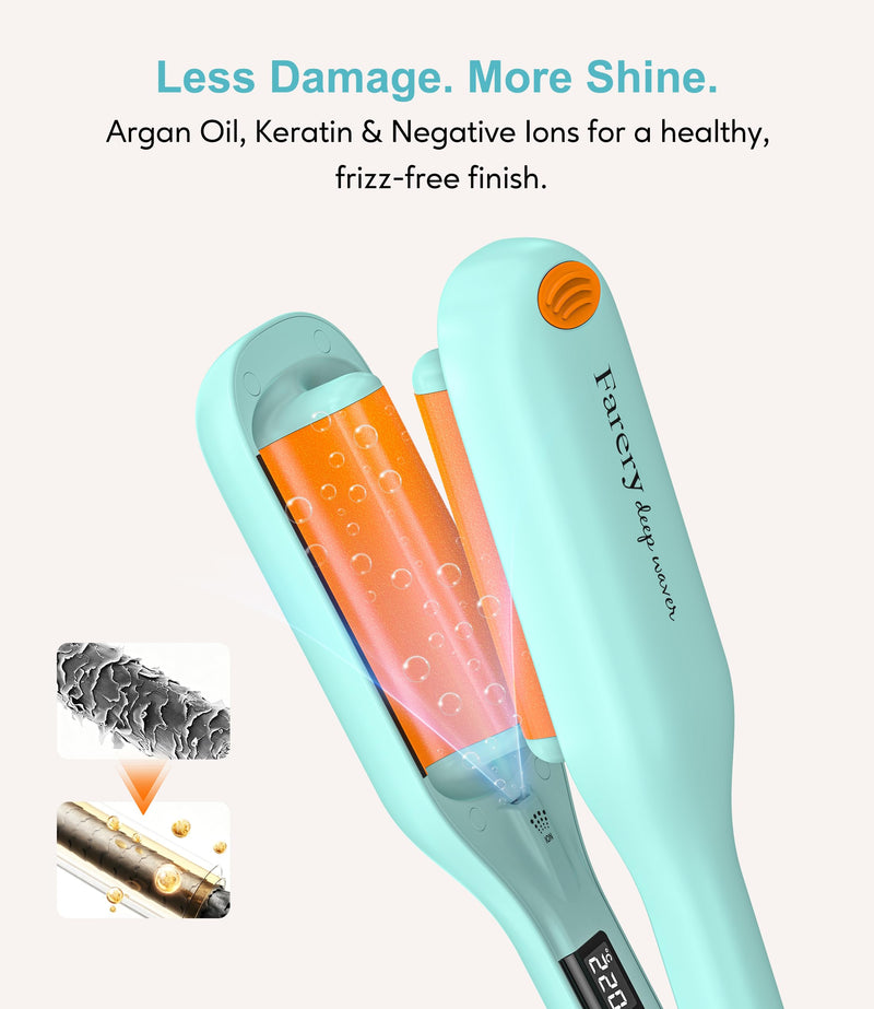 Farery 25MM Hair Waver – Deep Wave Curling Iron with Ionic Technology, Full-Wrap Anti-Scald Design, 3 Even-Heat Barrel, Low Skill Hairstyling, 360° Swivel Cord for Safe & Effortless Beach Waves