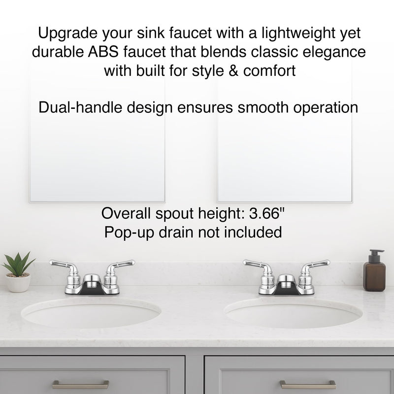 Pacific Bay Lynden Bathroom Sink Faucet, Plated ABS (Chrome) 2 Pack | Metallic-plated ABS sink faucet - lightweight, rustproof, and easy to install. Plated ABS plastic (not metal). Polished Chrome