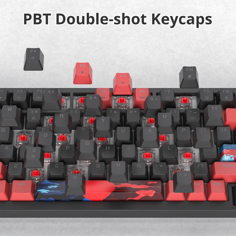 75% Mechanical Gaming Keyboard - Wired Gasket Mount TKL Hot Swappable RGB Backlit Knob for PC Laptop Windows Gamer (Red Black) Red Black