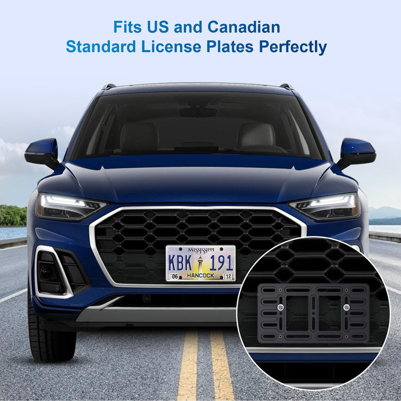 Front License Plate Bracket Holder, 2 Drill License Plate Mount, Universal Bumper Car Tag Frame Mounting kit