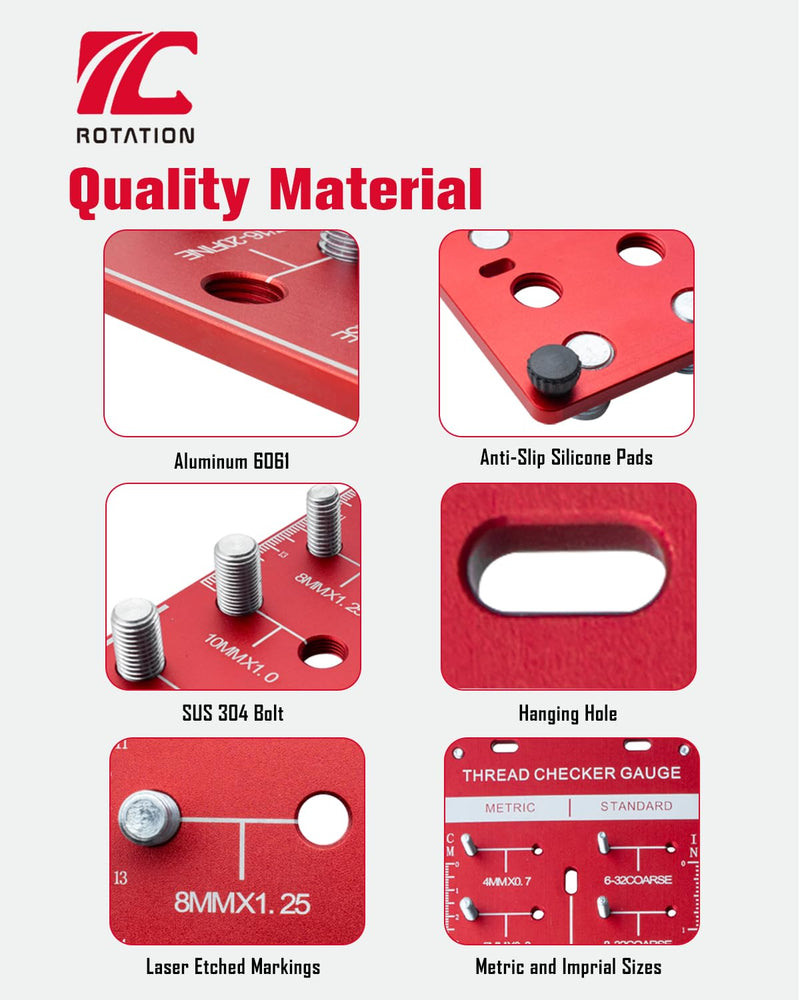 ROTATION Thread Checker, Nut and Bolt Gauge, Bolt Size and Thread Identifier Tool – Comprehensive Thread Measuring Kit