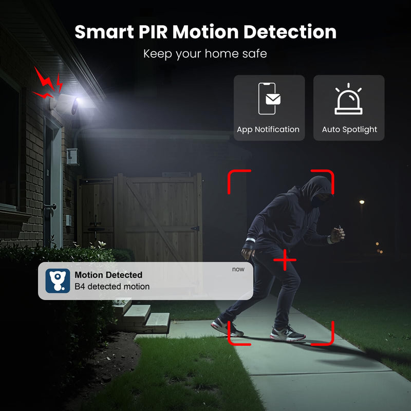 litokam Security Cameras Wireless Outdoor, 2K Battery Powered Outdoor Camera Wireless with Full Color Night Vision, PIR Motion Detection, 2.4G WiFi Home Indoor Camera with IP65 Waterproof, 2-Way Talk 2 Pack-2.4GHz-3MP White
