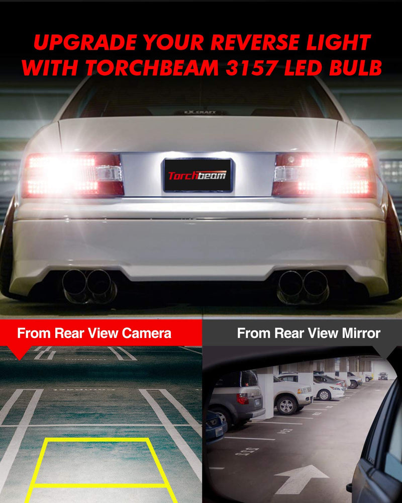 Torchbeam 3157 LED Light Bulbs 3600 Lumens with Projector Error-free For Reverse Back Up Lights DRL Brake Lights Fit 3156 3057 3056 4157 6500K Xenon White（Pack of 2） 3157 White