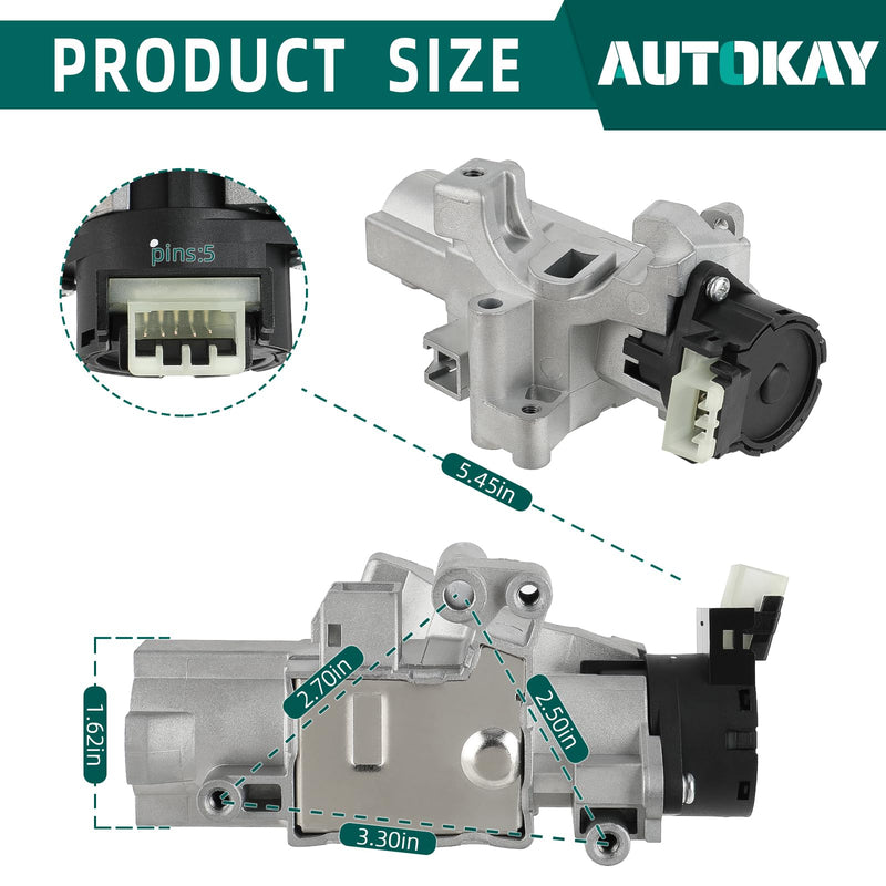 AUTOKAY 15795322 Ignition Lock Cylinder Housing W. Passlock Sensor Fits for Chevrolet Colorado for GMC Canyon Hummer H3 H3T Isuzu I-280 I-290 I-350 I-370 Replace # 15795321, 15795324, 19149942