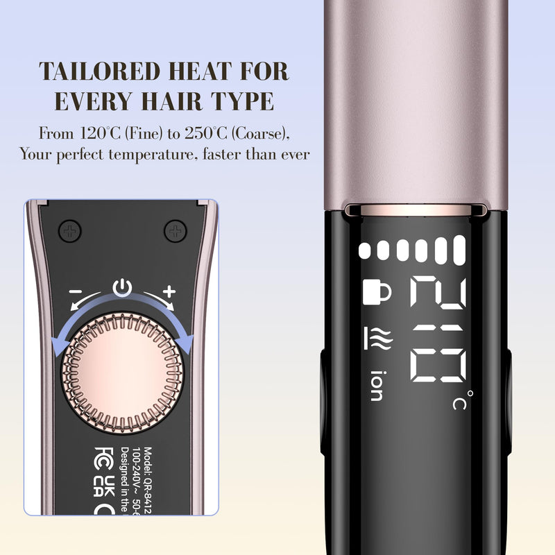 BarberBoss Hair Straighteners for Women, Precision Ceramic Hair Straightener with Floating Plates, Negative Ion & Keratin Technology, LED Temperature Control, Flat Iron for Straightening, QR-8412