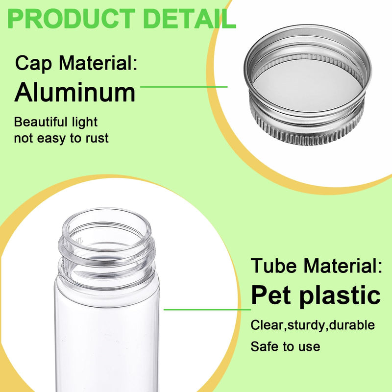 Xuhal 40 Pcs 115ml Plastic Test Tubes with Caps, 30 x 185mm Gumball Tubes as Storage Containers for Candy, Beads, Powder, Clear Test Tube for Sample Testing, Home Party