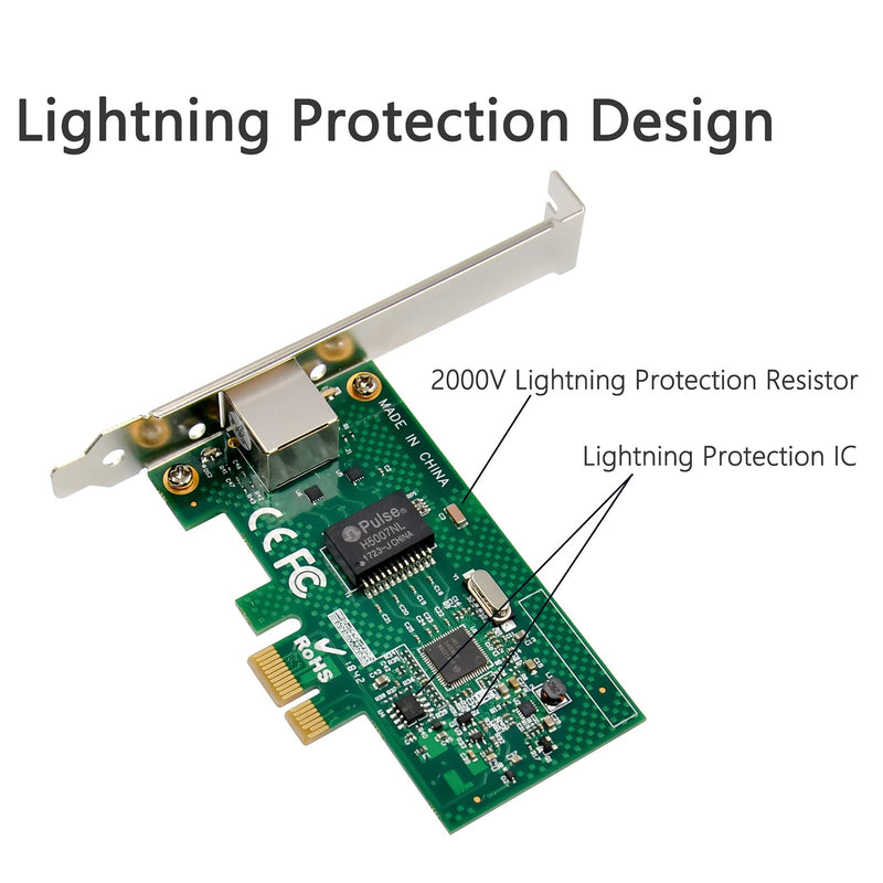 PCIe Gigabit Network Card 1000M PCI Express Ethernet Adapter with Intel I210AT LAN NIC Card for Support PXE for Windows/Windows Server/Linux(Lightning Protection Design) (ST729) ST729-I210AT