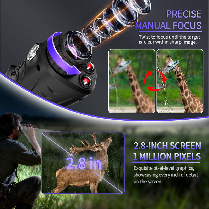 4K& 66MP Night Vision Monocular, Dual IR Infrared Monocular with 18X Digital Zoom, 3000mAh Rechargeable Battery,32GB SD Card & Card Reader, Portable for Camping Wildlife Watching Home Security