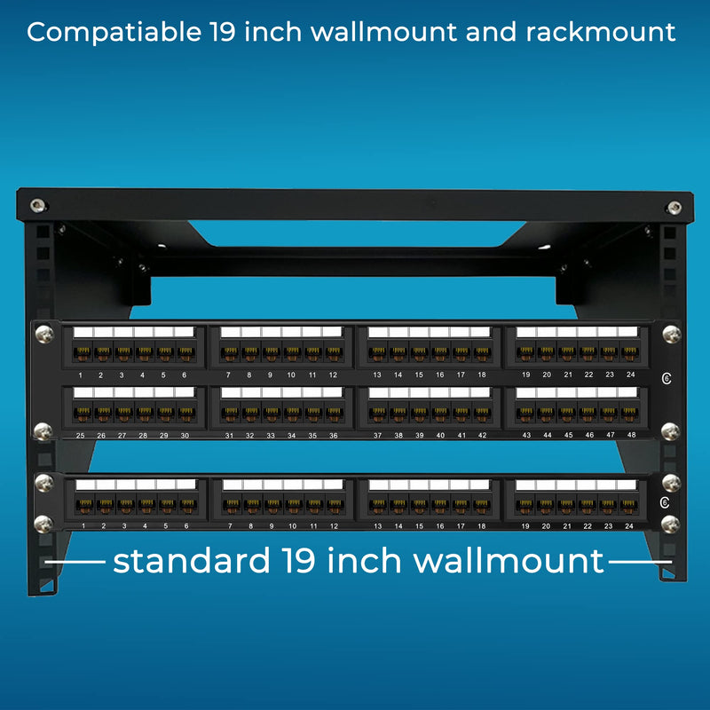 Rapink Patch Panel 24 Port Cat6 10G Support, Network Panel UTP 19-Inch, Wallmount or Rackmount 1U Ethernet Patch Panel Punch Down Block for Cat6, Cat5e, Cat5 Cabling 24Port