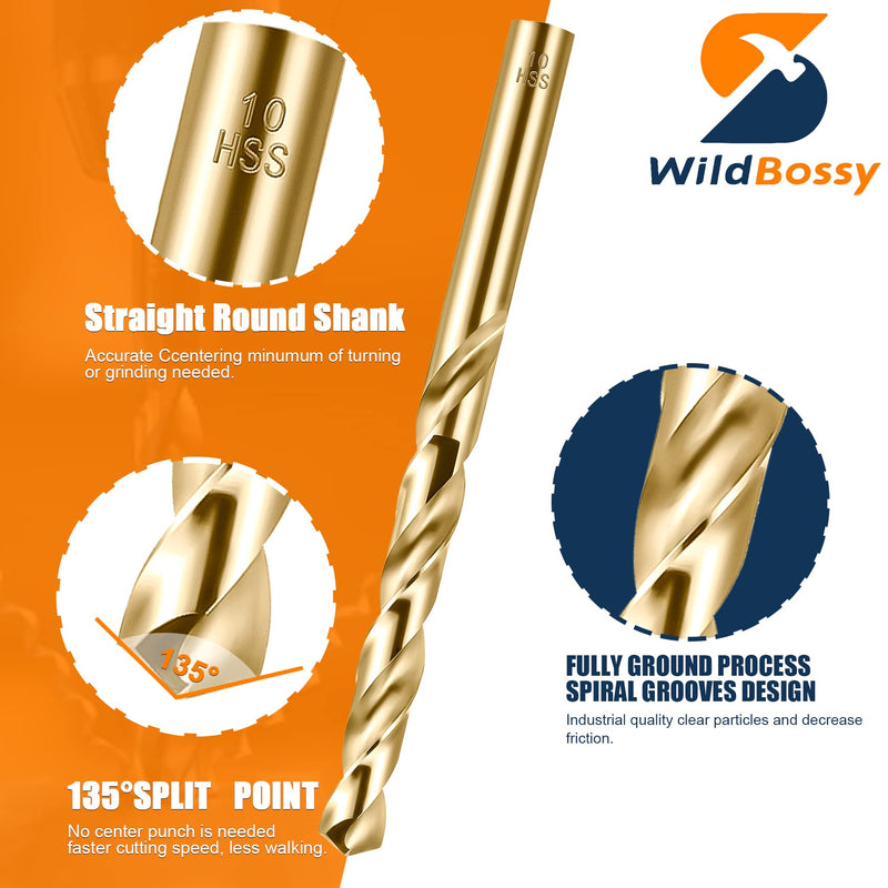 M35 5% Cobalt Metric Drill Bits Set (1mm-10mm/19pcs), Straight Shank Jobber Drill Bits, Metal HSS Twist Drill Bits for Stainless Steel Hard Metal and Cast Iron 19PCS (1MM-10MM)