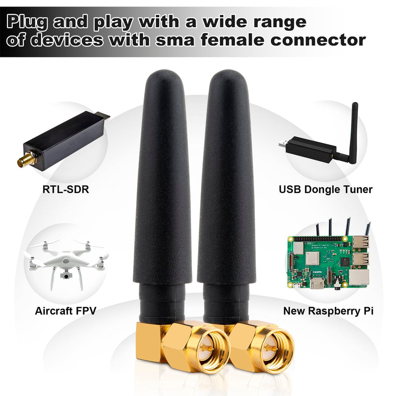 433Mhz Antenna SMA Male 3dBi Omnidirectional Thumb Antenna Short Range Mini Aerial for Ham Radio Signal Booster Wireless Repeater LoRa IoT Remote Walkie Smart Home Sensor (2 Pack)