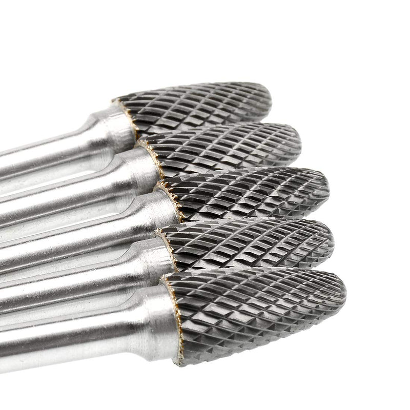SF-5 Tungsten Carbide Burr Set Double Cut Rotary Burrs File(1/2” Cutter Dia X 1”Cutter Length) with 1/4'' (6.35mm) Shank for Die Grinder Drill Bits (Pack of 5)…