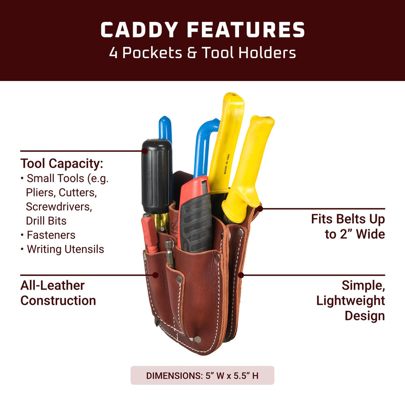 Occidental Leather Work Forged Belt Caddy - 4 Pockets & Tool Holders - Belt Compatibility Up to 2" Wide - Made in USA