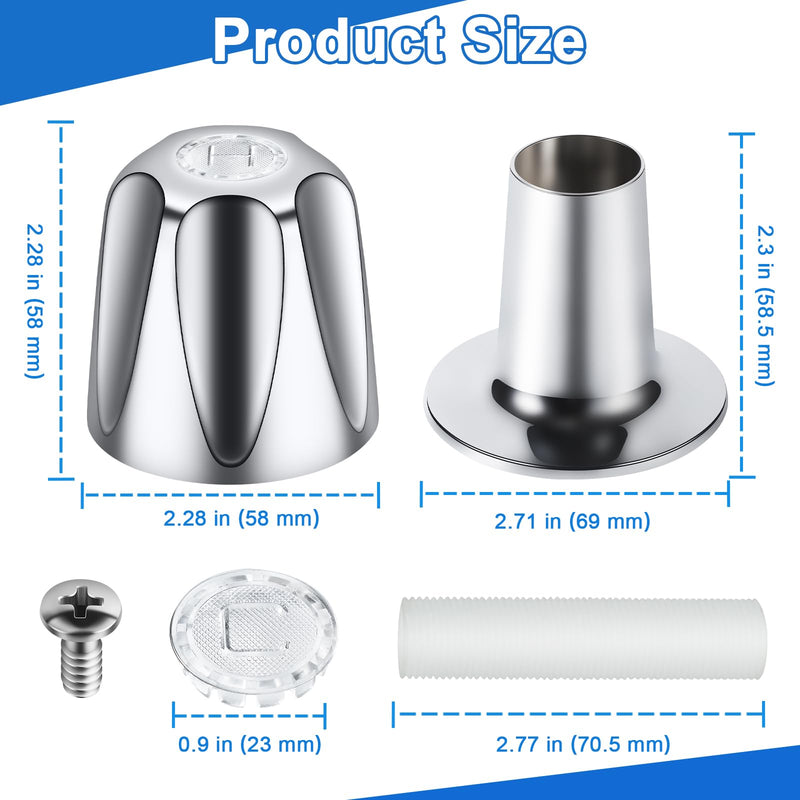 3 Piece Shower Knob Replacement, Compatible with Price Pfister Verve and Bathtub Shower Faucet Handle Include Hot/Cold/Diverter Shower Knob and Flange Base (Polished Chrome) 3