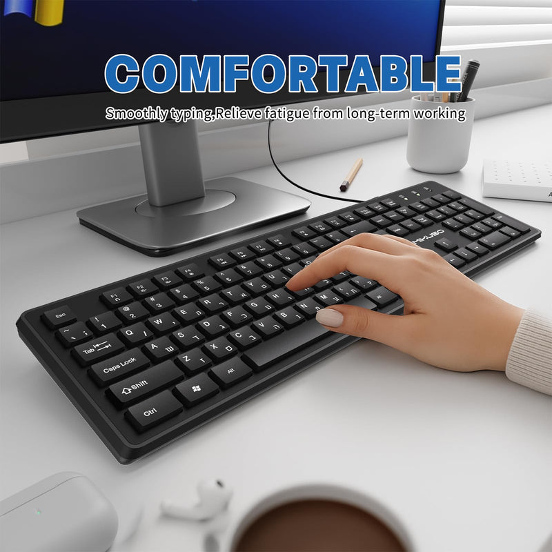 Hebrew English Keyboard USB Wired - 104 Keys Full-Size Laser Letter | Bilingual Keyboard(Not Fading Character) with Number Pad for PC Desktop Computer - for Hebrew Speakers, Jewish School