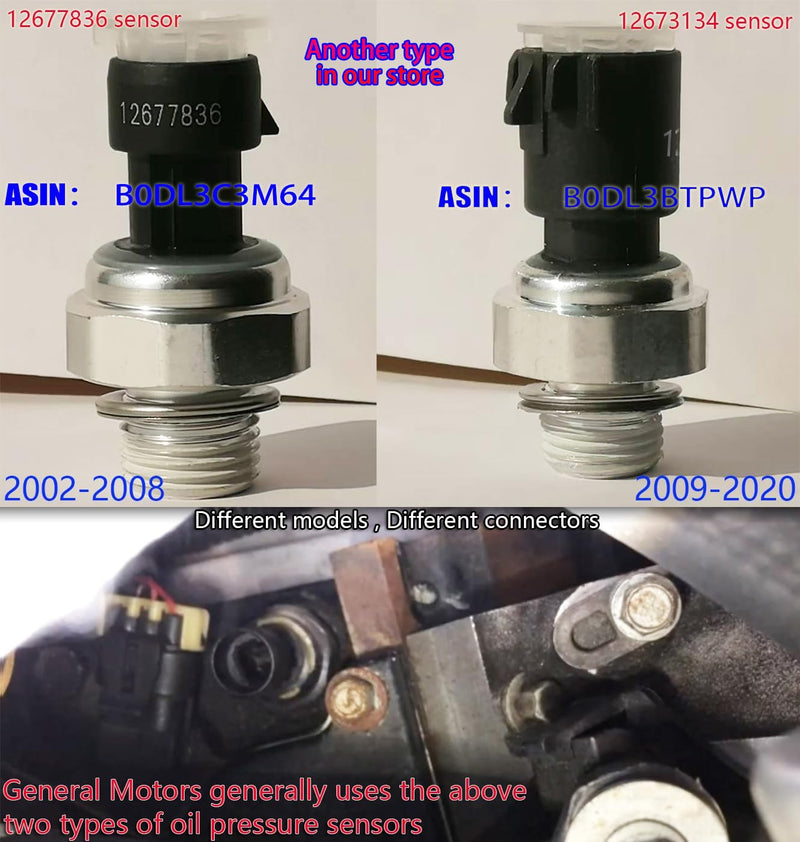 12677836 Oil Pressure Sensor for Chevy Silverado 1500 2500 3500,Express,Corvette,Suburban Avalanche Impala Tahoe, for GMC Sierra,Savana,Yukon,Envoy 2002-2008 12677836 Oil Pressure Sensor