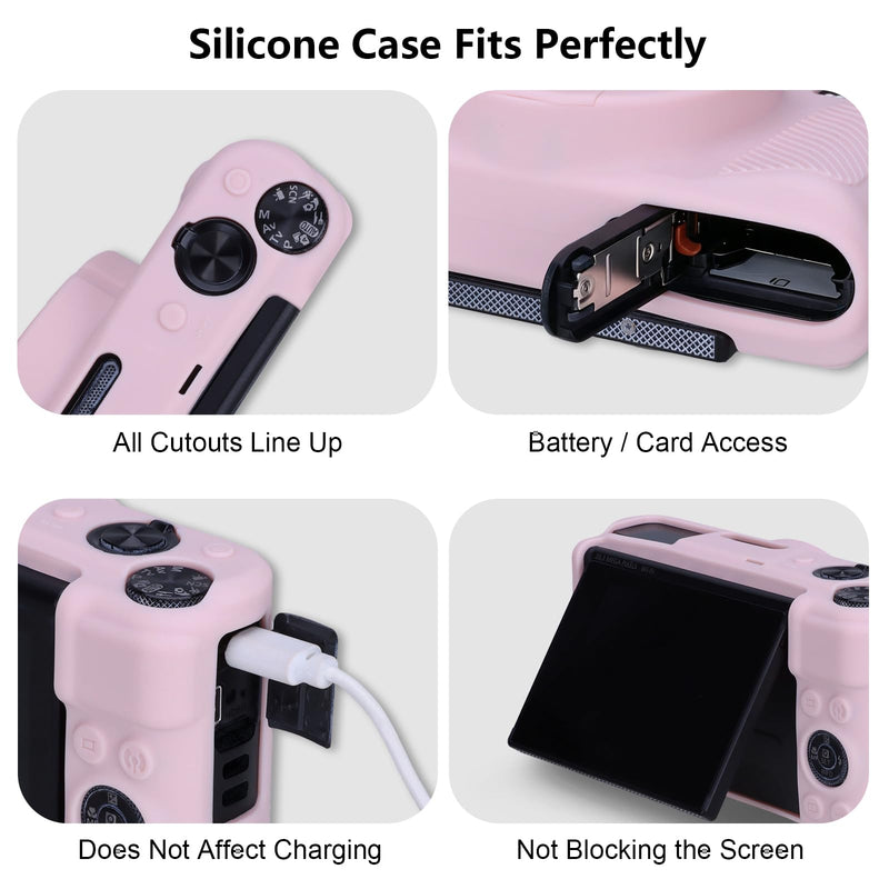 XANAD Silicone Case for Canon Powershot SX740 / SX730 HS Digital Camera, Anti-slip Soft Silicone Protective Cover with Detachable Lens Cover for Canon SX740 / SX730 HS, Pink
