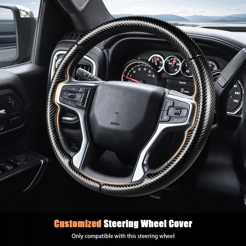 Aimato Customized Steering Wheel Cover for Chevy Silverado 1500 2019-2025/2500 3500 2020-2025/Blazer 2019-2025/Suburban Tahoe 2021-2024,Thin,Anti-Slip,Scratch-Resistant Car Accessory for Chevrolet Matte Black