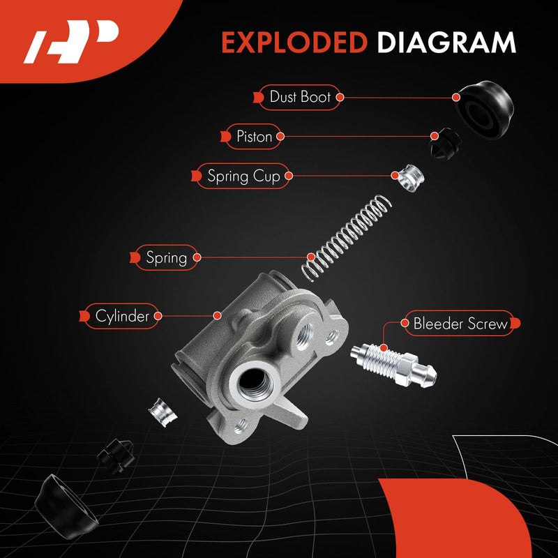 A-Premium Rear Driver and Passenger Drum Brake Wheel Cylinder Compatible with Select Toyota, Chevrolet and Geo Models - Corolla 1986-2002, Paseo 1992-1999, Tercel 1983-1998, Nova, Prizm, 2-PC Set