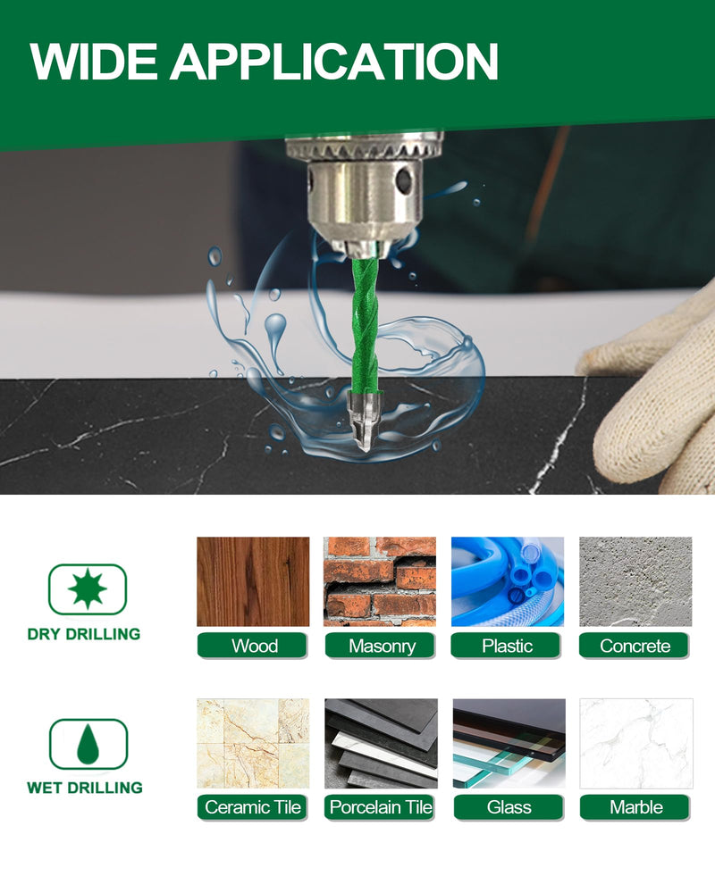 Serrated Masonry Drill Bit Set - 10pcs 1/4”*4, 5/16”*2, 3/8”*2, 1/2”*2 Concrete Carbide Drill Bit Drill Bit for Wood Plastic Masonry Ceramic Tile Glass Marble 6mm*4/8mm*2/10mm*2/12mm*2 10