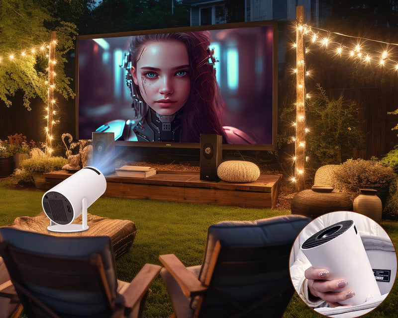 HY300PRO Mini Projector with Wifi and Bluetooth, 4K Support 200ANSI Smart Portable Projector, Auto Keystone, 180 Degree Rotation, Android 11 for Outdoor, Bedroom, Movie, game & business Manual Focus