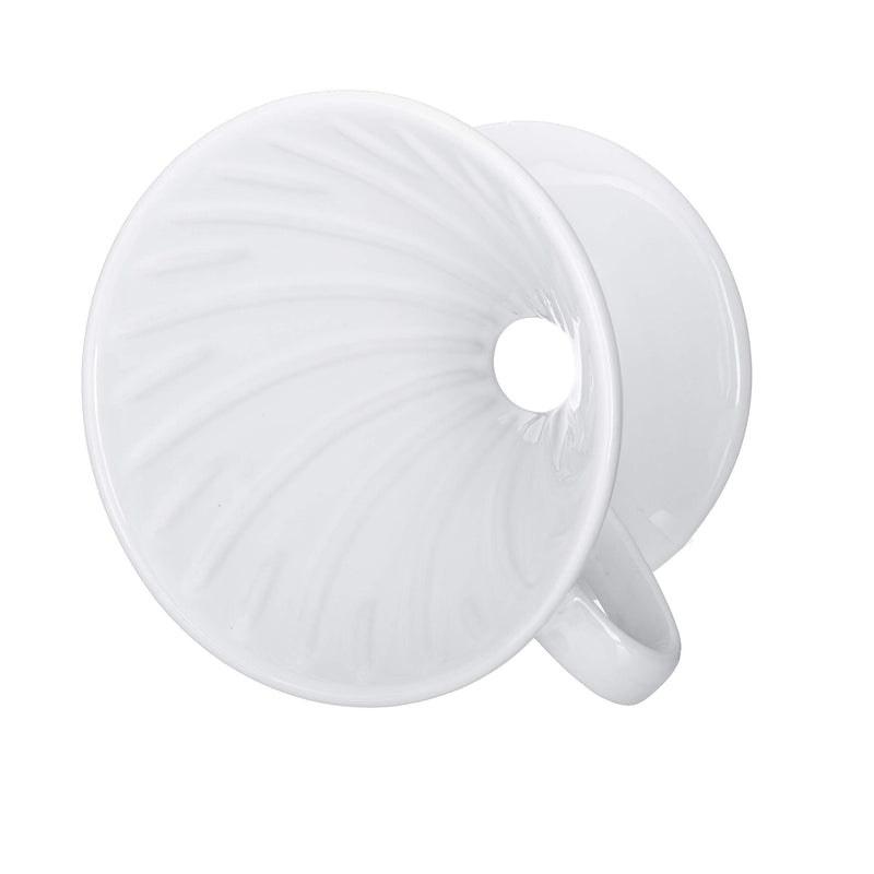 Pour Over Coffee Dripper - Ceramic Slow Brewing Accessories for Home, Cafe, Restaurants - Easy Manual Brew Maker Gift - Extra Small - White, 1 Cup