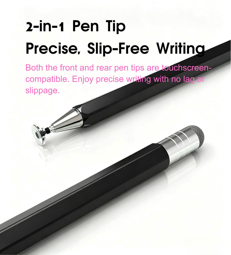 2-in-1 Rotatable Stylus Pen for Samsung Galaxy Z Fold 8/Z Fold8 Ultra Pen | Retractable Disc Tip Stylus Pen, No Charging Stylus, Aluminum Alloy Stylus, Universal Capacitive Pen Black