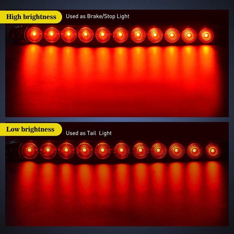 Nilight 2PCS 16Inch 11 LED Red Trailer Light Bar for Parking Stop Turn Signals Tail Brake DOT Compliant IP65 Waterproof Truck ID Marker 2Pcs 16" Red 11LED