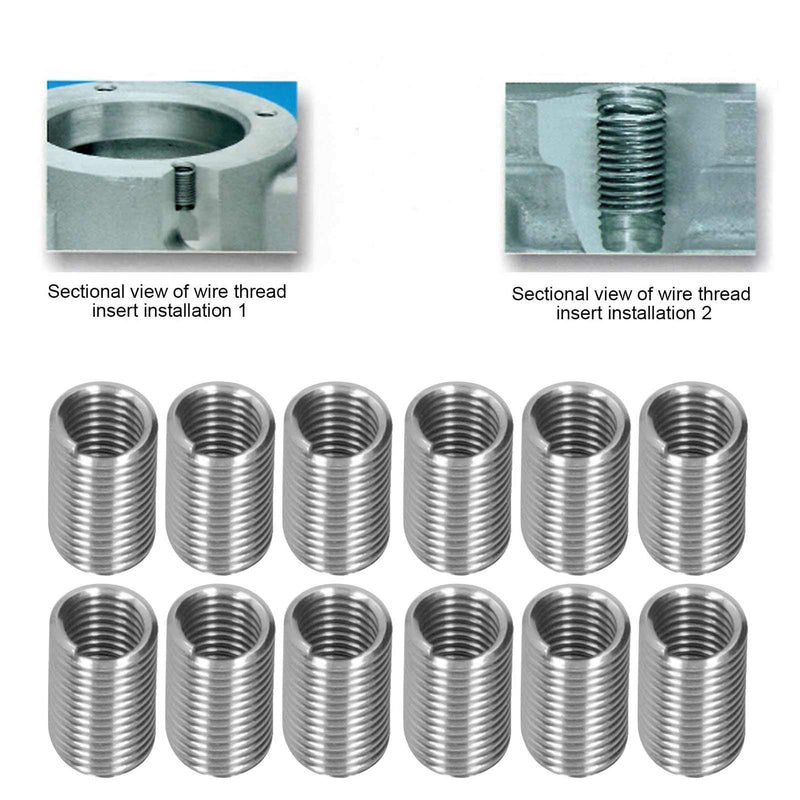 100 PCS Thread Repair Insert, M6 x 1 Helicoil Metric Thread Sleeves, Stainless Steel Wire Thread Sheaths with Different Length to Choose for Thread Repair(12mm) 12mm