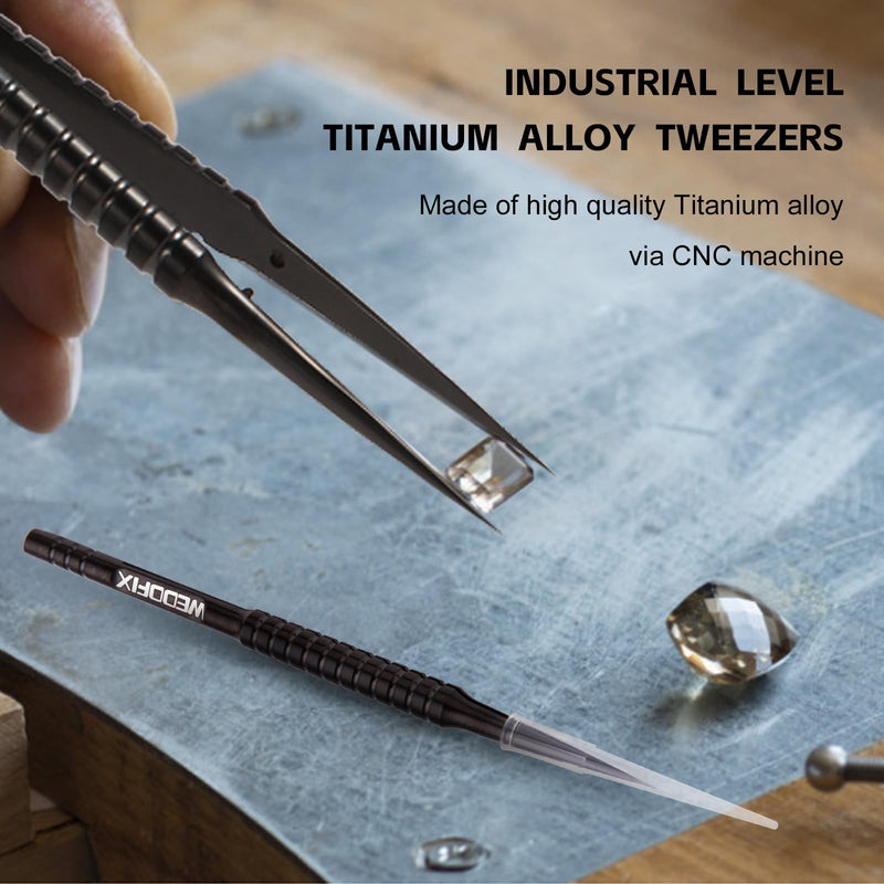 Ultra Fine Precision Titanium Tweezers with Sharp Tips Non-magnetic Anti-corrosive Black Tweezer for Micro Soldering Work Electronics Jewelry Making