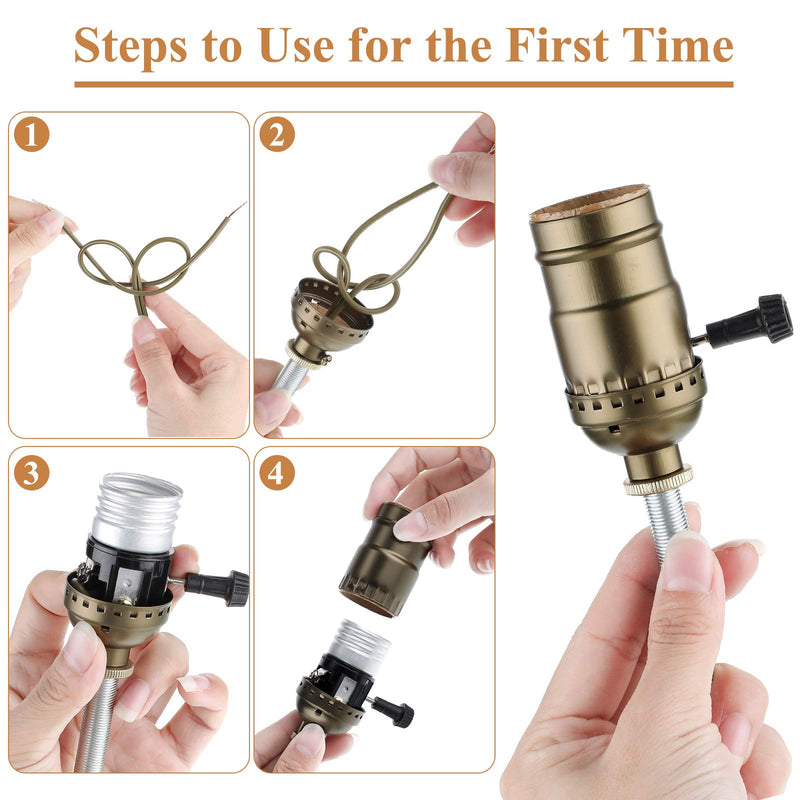 Mudder 2 Sets Finish Make a Lamp Light Kit, Lamp Wiring with 8 Inch Harp and 3 Way Socket, Make a Amp Kit Complete for DIY Light Design or Repair(Brass) Brass