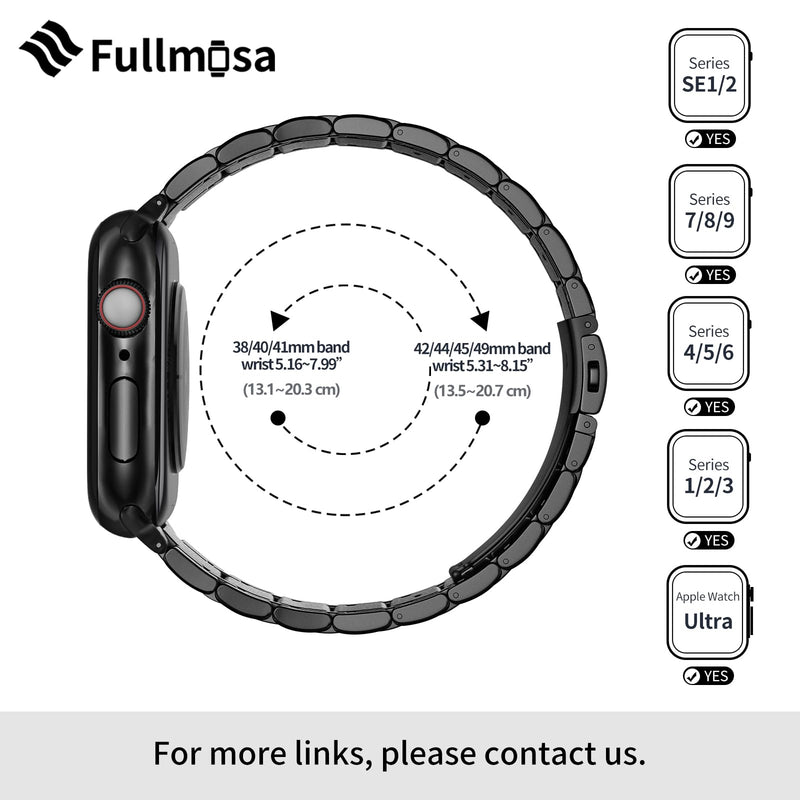 Fullmosa Compatible Metal Apple Watch Bands 41mm 40mm 38mm 49mm 45mm 44mm 42mm, Stainless Steel iWatch Band with Case for Apple Watch Series Ultra 9 8 7 6 5 4 3 2 1 SE,38mm 40mm 41mm Black and Gold 38mm/40mm/41mm