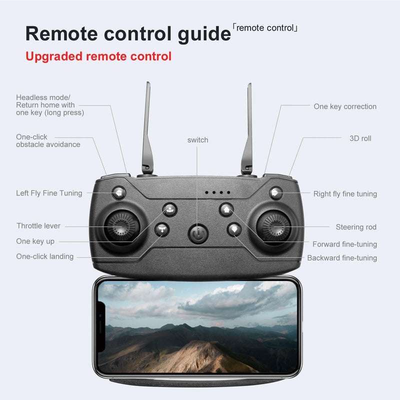 FPV Drone with 1080P Dual HD Cameras Upgraded Version RC Quadcopter for Adults, Beginner WiFi RC Drone Live Video, One Key Take Off/Land E99Black