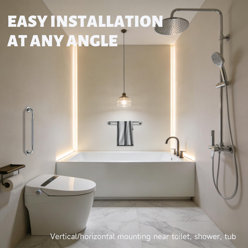 32 Inch Shower Grab Bar 1.25" Dia,Brushed Nickel Anti Slip Bathroom Grab Bar, 304 Stainless Steel Knurled Handicap Grab Bars, Safety Support Handrail, Bath Shower Handle for Elderly Injury Senior 32 Inch-1Pack Satin Brushed Nickel