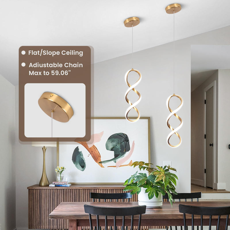 Gold Led Pendant Lights Kitchen Island,5500K Modern Led Pendant Lighting Over Island, Adjustable Hanging Pendant Light Fixtures for Kitchen Bedroom Dining Room Sink, 1 Pack Gold