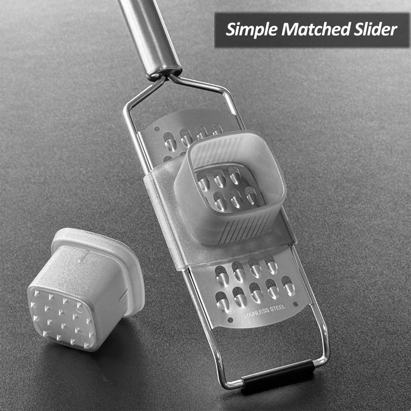 Vovoly 4-Pcs Pro Set Zester Grater Set, Cheese Grater with Razor-Sharp Stainless Steel Blade, Fine/Coarse/Extra Coarse/Slider Attachment Silver_4-Pcs Pro Set