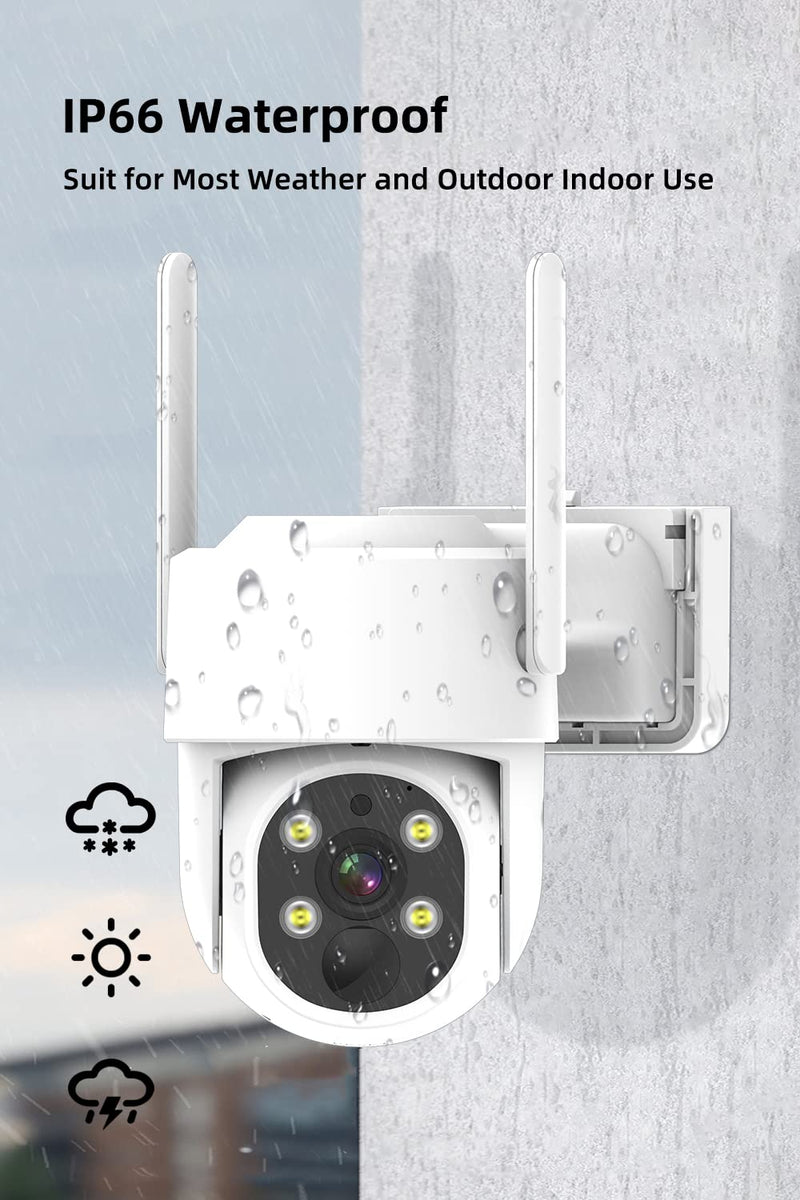 PTZ Security Camera Wireless Outdoor Solar Powered, Pan Tilt 360 Security Camera Waterproof Two Way Audio Color Night Vision Compatible with Alexa Compatible Camera System
