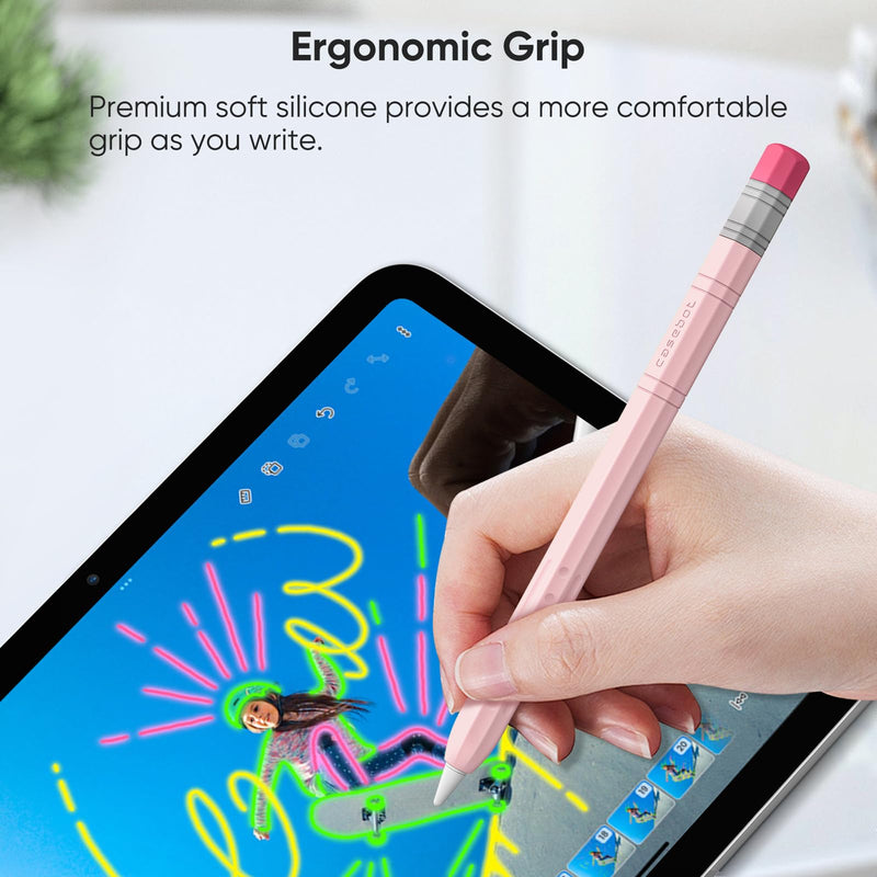 Fintie Silicone Sleeve for Apple Pencil (USB-C), Light Pen Skin Case Cover Soft Protective Anti-Slip Pencil Grip Holder, Supports Magnetic Attachment, Pink