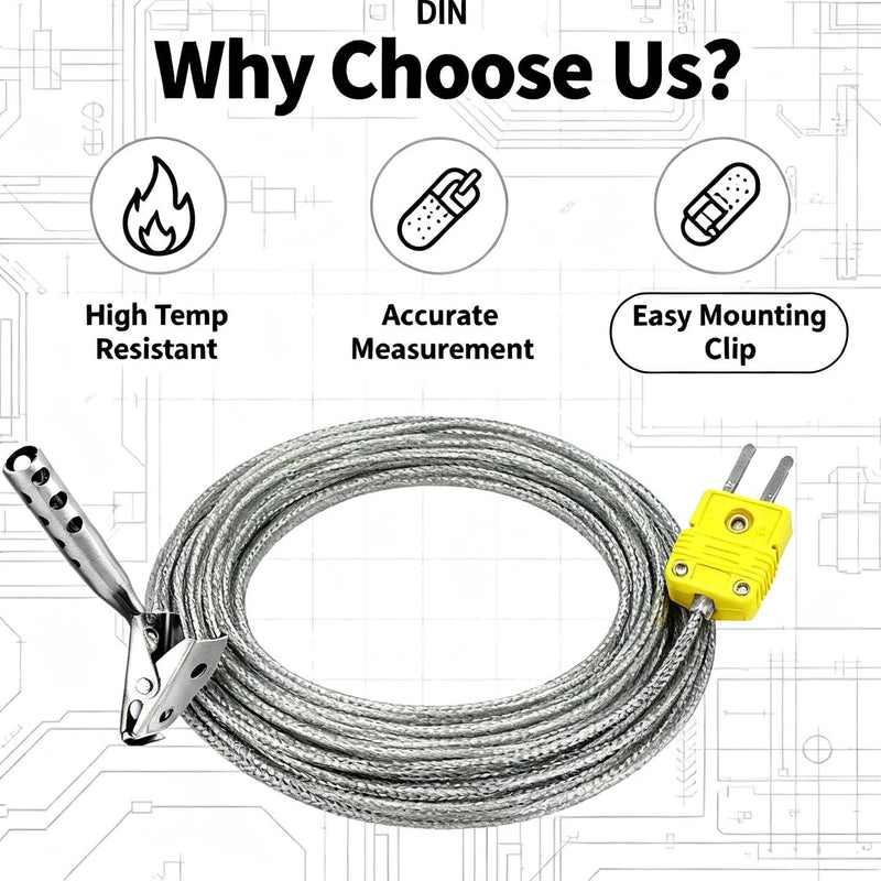 TL3163K K Type Thermocouple Temperature Sensor Probe Stainless Steel k-Type thermocouple Probe Range from -40℉ to 850℉ k Type Air Probe