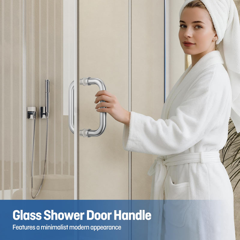 Ranbo Brushed Nickel 6" （CTC） Tubular Back-to-Back Shower Door Handle，3/4" Diameter Pull Handles with Metal Washers, for 1/4"- 1/2" Thick Glass and 1-3/8" - 2-1/6" Thick Wooden or Metal Doors 6 Inch