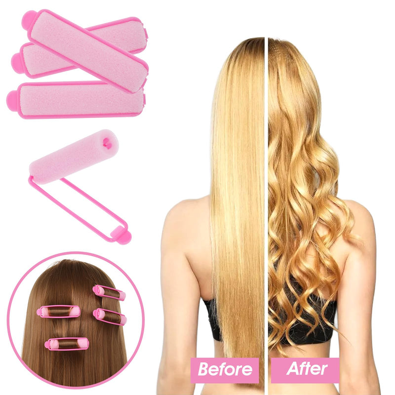  [AUSTRALIA] - 24Pcs Foam Hair Rollers for Women, Heatless Sponge Rollers for Hairsleeping, Short Thin Mediumhair, Foam Sponge Hair Roller, and 1 Rat Tail Comb for Hairdressing Styling(Pink)