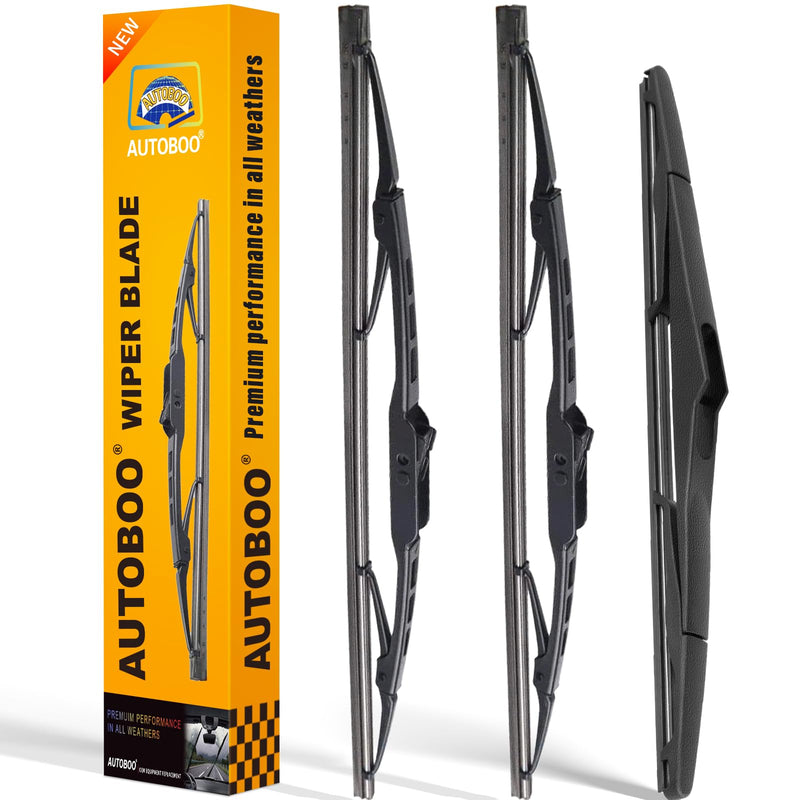 AUTOBOO 15 +15+13 Windshield Wiper Blades Replacement for Jeep Wrangler 2007-2017 -Original Factory Quality (Pack of 3) 15"+15"+13"